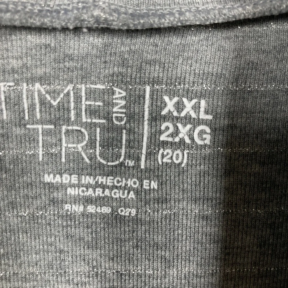 Time and Tru Turtleneck Top Women XXL Gray Metallic Striped Long Sleeve Cozycore